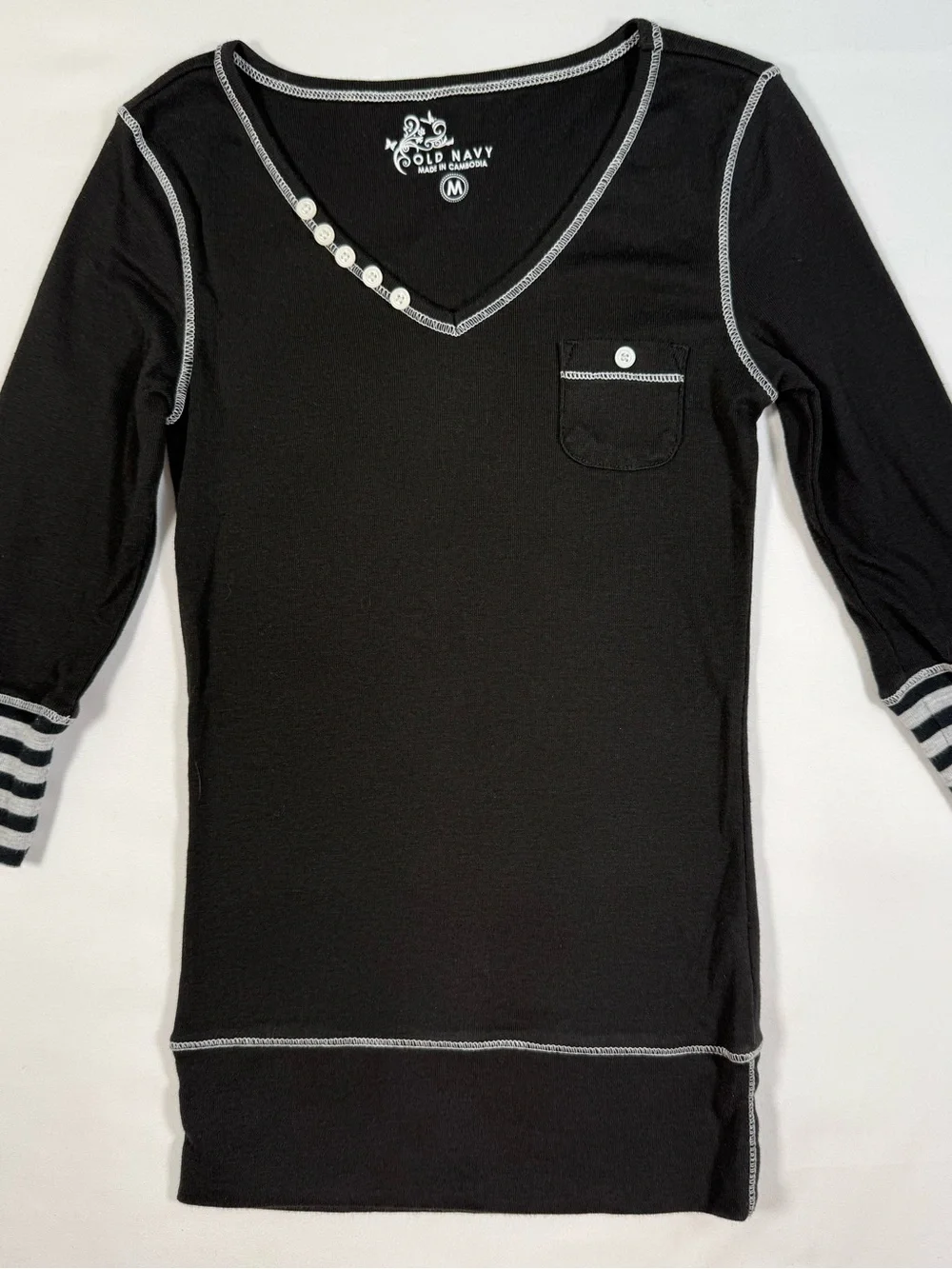 VINTAGE OLD NAVY‎ Girls Y2K Henley M Coquette Mall Goth Indie Sleaze Emo Grunge